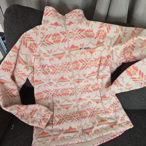Columbia Fleece Jacket with Pink and Yellow Design
